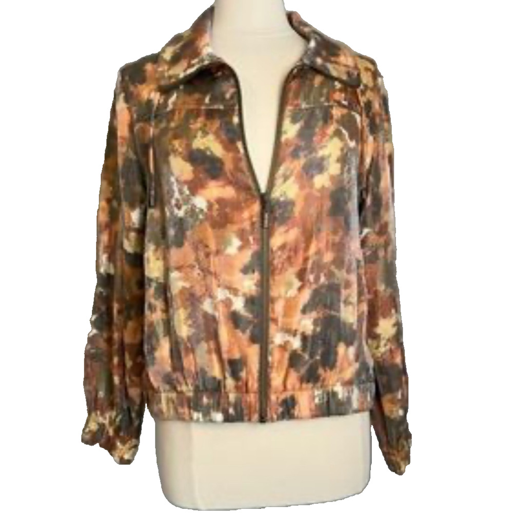 Ruby Rd Jacket Abstract Print Rust Green Full Zip… - image 1
